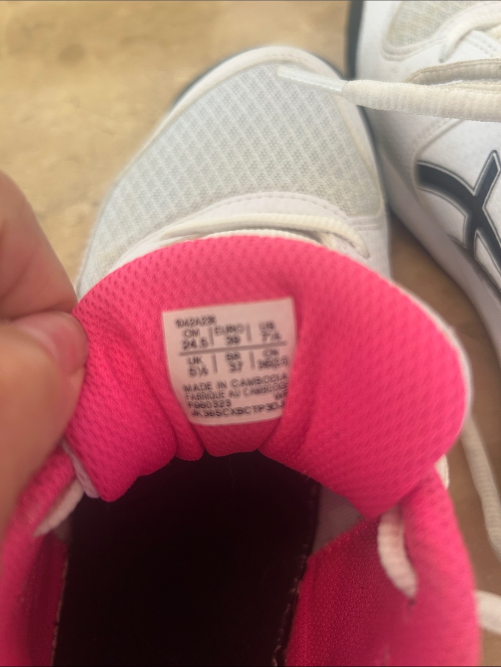 Asics White Athletic pickleball Shoes with Pink and Black Accents - Picture 5 of 6